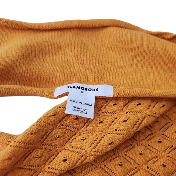 Glamorous Mustard Yellow Knot crochet Festival Halter Crop Top Medium - Picture 5 of 8